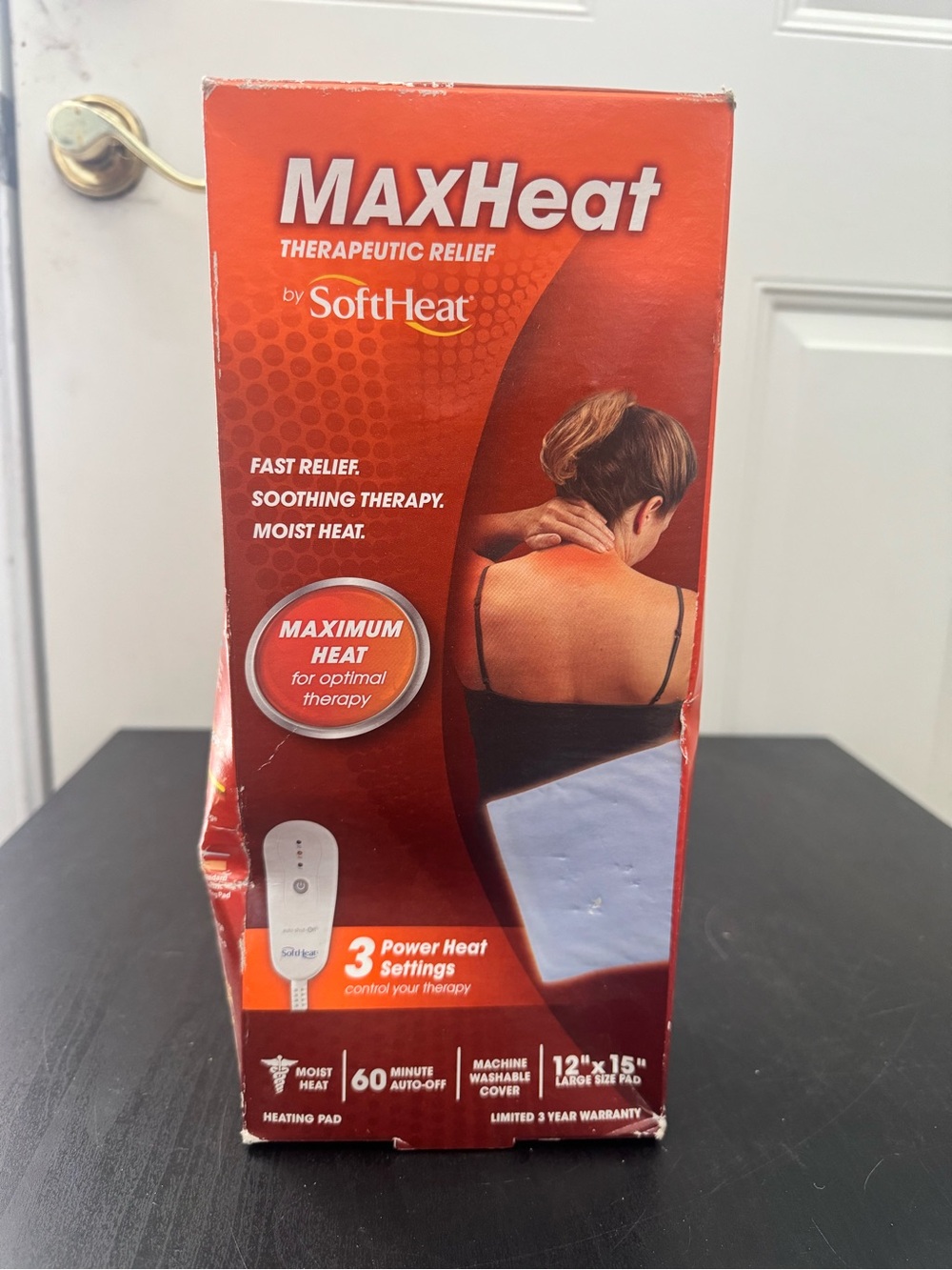 SoftHeat MaxHeat Heating Pad Blue 3 Temp Settings Washable Cover Auto Off